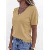 imagePRETTYGARDEN Womens Short Sleeve Sweaters V Neck Business Casual Tops Lightweight Sweater Shirts 2026 Summer Spring OutfitsLight Khaki
