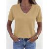 imagePRETTYGARDEN Womens Short Sleeve Sweaters V Neck Business Casual Tops Lightweight Sweater Shirts 2026 Summer Spring OutfitsLight Khaki