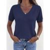 imagePRETTYGARDEN Womens Short Sleeve Sweaters V Neck Business Casual Tops Lightweight Sweater Shirts 2026 Summer Spring OutfitsNavy Blue
