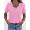 imagePRETTYGARDEN Womens Short Sleeve Sweaters V Neck Business Casual Tops Lightweight Sweater Shirts 2026 Summer Spring OutfitsPink