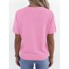 imagePRETTYGARDEN Womens Short Sleeve Sweaters V Neck Business Casual Tops Lightweight Sweater Shirts 2026 Summer Spring OutfitsPink