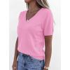 imagePRETTYGARDEN Womens Short Sleeve Sweaters V Neck Business Casual Tops Lightweight Sweater Shirts 2026 Summer Spring OutfitsPink
