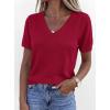 imagePRETTYGARDEN Womens Short Sleeve Sweaters V Neck Business Casual Tops Lightweight Sweater Shirts 2026 Summer Spring OutfitsRed