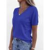 imagePRETTYGARDEN Womens Short Sleeve Sweaters V Neck Business Casual Tops Lightweight Sweater Shirts 2026 Summer Spring OutfitsRoyal Blue