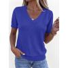 imagePRETTYGARDEN Womens Short Sleeve Sweaters V Neck Business Casual Tops Lightweight Sweater Shirts 2026 Summer Spring OutfitsRoyal Blue