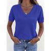 imagePRETTYGARDEN Womens Short Sleeve Sweaters V Neck Business Casual Tops Lightweight Sweater Shirts 2026 Summer Spring OutfitsRoyal Blue