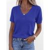imagePRETTYGARDEN Womens Short Sleeve Sweaters V Neck Business Casual Tops Lightweight Sweater Shirts 2026 Summer Spring OutfitsRoyal Blue