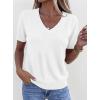 imagePRETTYGARDEN Womens Short Sleeve Sweaters V Neck Business Casual Tops Lightweight Sweater Shirts 2026 Summer Spring OutfitsWhite