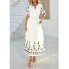 imagePRETTYGARDEN Womens Summer Boho Maxi Dress 2026 Spring Floral Short Sleeve V Neck A Line Flowy Beach Wedding Guest DressesBeige