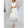 imagePRETTYGARDEN Womens Summer Boho Maxi Dress 2026 Spring Floral Short Sleeve V Neck A Line Flowy Beach Wedding Guest DressesBeige