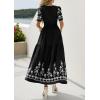 imagePRETTYGARDEN Womens Summer Boho Maxi Dress 2026 Spring Floral Short Sleeve V Neck A Line Flowy Beach Wedding Guest DressesBlack