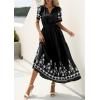 imagePRETTYGARDEN Womens Summer Boho Maxi Dress 2026 Spring Floral Short Sleeve V Neck A Line Flowy Beach Wedding Guest DressesBlack
