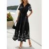 imagePRETTYGARDEN Womens Summer Boho Maxi Dress 2026 Spring Floral Short Sleeve V Neck A Line Flowy Beach Wedding Guest DressesBlack