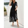 imagePRETTYGARDEN Womens Summer Boho Maxi Dress 2026 Spring Floral Short Sleeve V Neck A Line Flowy Beach Wedding Guest DressesBlack