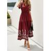 imagePRETTYGARDEN Womens Summer Boho Maxi Dress 2026 Spring Floral Short Sleeve V Neck A Line Flowy Beach Wedding Guest DressesBurgundy