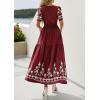 imagePRETTYGARDEN Womens Summer Boho Maxi Dress 2026 Spring Floral Short Sleeve V Neck A Line Flowy Beach Wedding Guest DressesBurgundy
