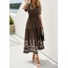 imagePRETTYGARDEN Womens Summer Boho Maxi Dress 2026 Spring Floral Short Sleeve V Neck A Line Flowy Beach Wedding Guest DressesCoffee