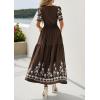 imagePRETTYGARDEN Womens Summer Boho Maxi Dress 2026 Spring Floral Short Sleeve V Neck A Line Flowy Beach Wedding Guest DressesCoffee