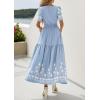imagePRETTYGARDEN Womens Summer Boho Maxi Dress 2026 Spring Floral Short Sleeve V Neck A Line Flowy Beach Wedding Guest DressesLight Blue
