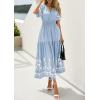 imagePRETTYGARDEN Womens Summer Boho Maxi Dress 2026 Spring Floral Short Sleeve V Neck A Line Flowy Beach Wedding Guest DressesLight Blue