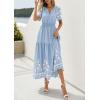 imagePRETTYGARDEN Womens Summer Boho Maxi Dress 2026 Spring Floral Short Sleeve V Neck A Line Flowy Beach Wedding Guest DressesLight Blue