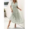 imagePRETTYGARDEN Womens Summer Boho Maxi Dress 2026 Spring Floral Short Sleeve V Neck A Line Flowy Beach Wedding Guest DressesLight Green