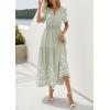 imagePRETTYGARDEN Womens Summer Boho Maxi Dress 2026 Spring Floral Short Sleeve V Neck A Line Flowy Beach Wedding Guest DressesLight Green