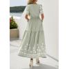 imagePRETTYGARDEN Womens Summer Boho Maxi Dress 2026 Spring Floral Short Sleeve V Neck A Line Flowy Beach Wedding Guest DressesLight Green