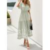 imagePRETTYGARDEN Womens Summer Boho Maxi Dress 2026 Spring Floral Short Sleeve V Neck A Line Flowy Beach Wedding Guest DressesLight Green