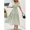 imagePRETTYGARDEN Womens Summer Boho Maxi Dress 2026 Spring Floral Short Sleeve V Neck A Line Flowy Beach Wedding Guest DressesLight Green
