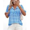 imagePRETTYGARDEN Womens Summer Boho Tops 2026 Tie Front V Neck Print Loose Fit Short Sleeve Peasant Blouses Vacation OutfitsFloral Blue