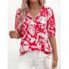 imagePRETTYGARDEN Womens Summer Boho Tops 2026 Tie Front V Neck Print Loose Fit Short Sleeve Peasant Blouses Vacation OutfitsRed Flower