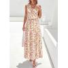 imagePRETTYGARDEN Womens Summer Floral Maxi Dresses 2026 Spring Sleeveless Cowl Neck Flowy Beach Vacation Wedding Guest Long DressFloral Apricot