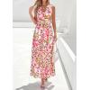 imagePRETTYGARDEN Womens Summer Floral Maxi Dresses 2026 Spring Sleeveless Cowl Neck Flowy Beach Vacation Wedding Guest Long DressFloral Apricot Pink