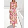 imagePRETTYGARDEN Womens Summer Floral Maxi Dresses 2026 Spring Sleeveless Cowl Neck Flowy Beach Vacation Wedding Guest Long DressFloral Apricot Pink