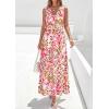 imagePRETTYGARDEN Womens Summer Floral Maxi Dresses 2026 Spring Sleeveless Cowl Neck Flowy Beach Vacation Wedding Guest Long DressFloral Apricot Pink