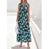 imagePRETTYGARDEN Womens Summer Floral Maxi Dresses 2026 Spring Sleeveless Cowl Neck Flowy Beach Vacation Wedding Guest Long DressFlower Black Blue Green