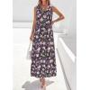 imagePRETTYGARDEN Womens Summer Floral Maxi Dresses 2026 Spring Sleeveless Cowl Neck Flowy Beach Vacation Wedding Guest Long DressFlower Black Purple