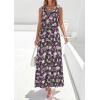 imagePRETTYGARDEN Womens Summer Floral Maxi Dresses 2026 Spring Sleeveless Cowl Neck Flowy Beach Vacation Wedding Guest Long DressFlower Black Purple