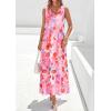 imagePRETTYGARDEN Womens Summer Floral Maxi Dresses 2026 Spring Sleeveless Cowl Neck Flowy Beach Vacation Wedding Guest Long DressPink Floral