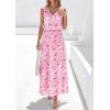imagePRETTYGARDEN Womens Summer Floral Maxi Dresses 2026 Spring Sleeveless Cowl Neck Flowy Beach Vacation Wedding Guest Long DressWhite Pink Flower