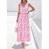 imagePRETTYGARDEN Womens Summer Floral Maxi Dresses 2026 Spring Sleeveless Cowl Neck Flowy Beach Vacation Wedding Guest Long DressWhite Pink Flower