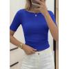 imagePRETTYGARDEN Womens Summer Short Sleeve Tops Boat Neck Ribbed Knit Slim Fit T Shirt Casual Basic Top 2026 Spring ClothesRoyal Blue