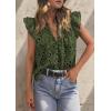 imagePRETTYGARDEN Womens Summer Tops 2026 Dressy Casual Ruffle Cap Sleeve Button V Neck Embroidered Eyelet Blouses ShirtsArmy Green