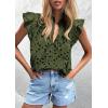 imagePRETTYGARDEN Womens Summer Tops 2026 Dressy Casual Ruffle Cap Sleeve Button V Neck Embroidered Eyelet Blouses ShirtsArmy Green