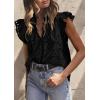imagePRETTYGARDEN Womens Summer Tops 2026 Dressy Casual Ruffle Cap Sleeve Button V Neck Embroidered Eyelet Blouses ShirtsBlack