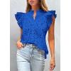 imagePRETTYGARDEN Womens Summer Tops 2026 Dressy Casual Ruffle Cap Sleeve Button V Neck Embroidered Eyelet Blouses ShirtsBlue
