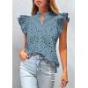 imagePRETTYGARDEN Womens Summer Tops 2026 Dressy Casual Ruffle Cap Sleeve Button V Neck Embroidered Eyelet Blouses ShirtsGrey Blue
