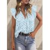 imagePRETTYGARDEN Womens Summer Tops 2026 Dressy Casual Ruffle Cap Sleeve Button V Neck Embroidered Eyelet Blouses ShirtsLight Blue