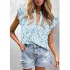 imagePRETTYGARDEN Womens Summer Tops 2026 Dressy Casual Ruffle Cap Sleeve Button V Neck Embroidered Eyelet Blouses ShirtsLight Blue